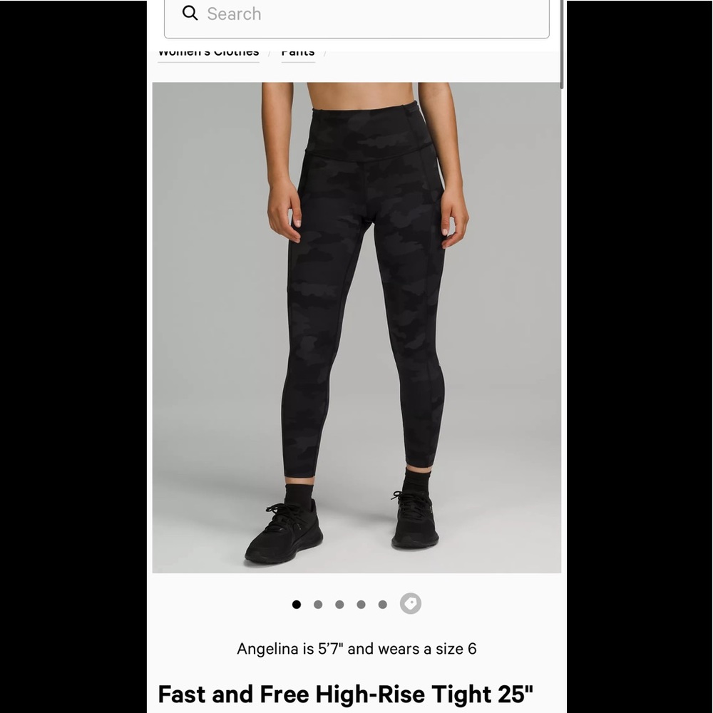 Lululemon Fast and Free High-Rise Camo Legging 25”